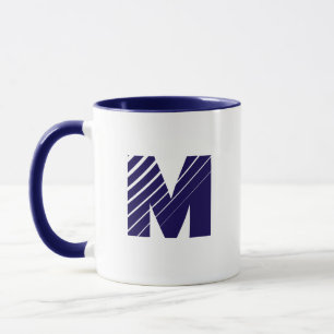 Tasse moderne bleu marine blanc Monogram Bold
