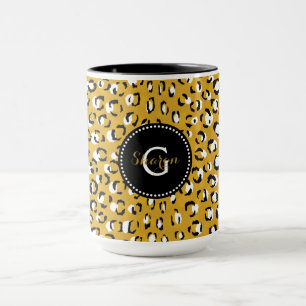 Tasse Moderne chic imprimé guépard or motif monogramme