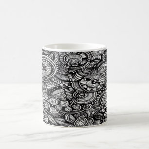 Tasse Monochrome Doodle – Un Monde Dessiné à la Ma
