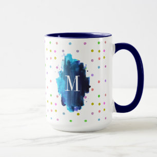 Tasse Monogramme À petits pois coloré