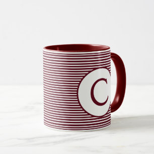 Tasse Monogramme à rayures rouges de marron
