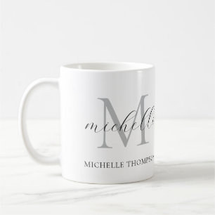 Tasse Monogramme avec Initiale et Nom, Simple 