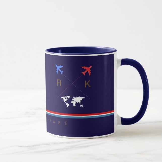 Tasse monogramme des avions, voyage aérien américain ble (Droite)