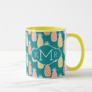 Tasse Monogramme du motif   de griffonnage d'ananas