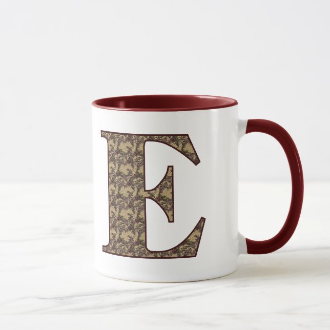Tasse Monogramme floral initial E élégant (Droite)