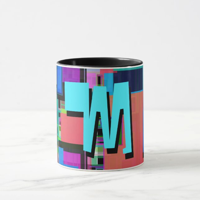 Tasse Monogramme géométrique coloré inspiré des années 9 (Centre)