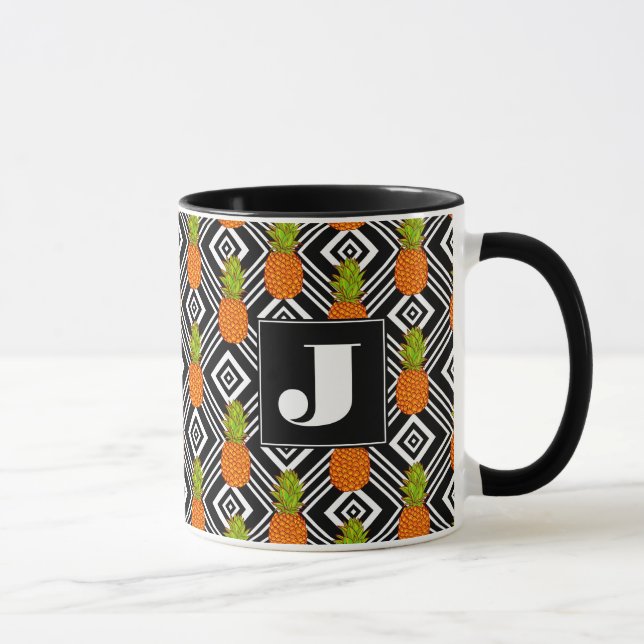 Tasse Monogramme géométrique des ananas | (Droite)