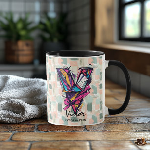 Tasse Monogramme Géométrique Dynamique - V pour Vi