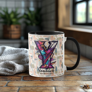 Tasse Monogramme Géométrique Gras - Y pour Yannick
