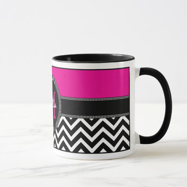Tasse Monogramme Isabella de Chevron de roses indien (Droite)