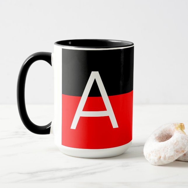 Tasse Monogramme moderne à deux tons (Avec donut)