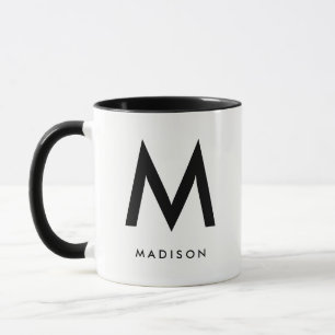 Tasse Monogramme moderne   Noir et blanc