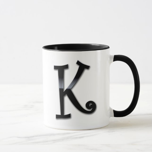 Tasse Monogramme noir de lustre - K (Droite)