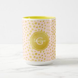 Tasse Monogramme rose chic d'impression de guépard de