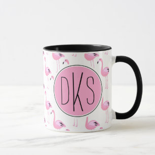 Tasse Monogramme rose des Flamants roses  