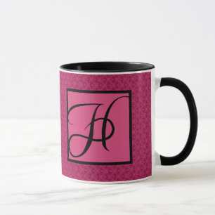 Tasse Monogramme rose H de damassé