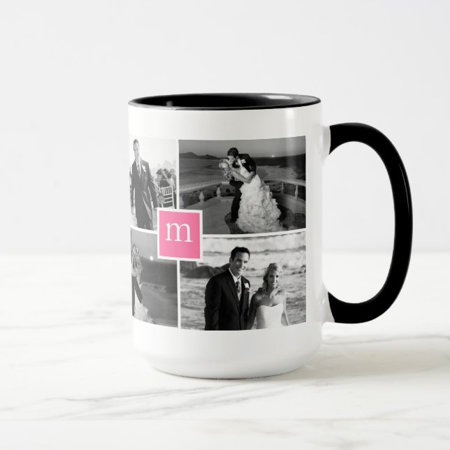 Tasse Monogramme rose Photo Collage Love (Droite)