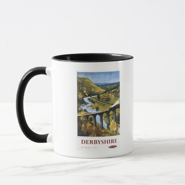 Tasse Monsal Dale, train et viaduc British Rail (Gauche)