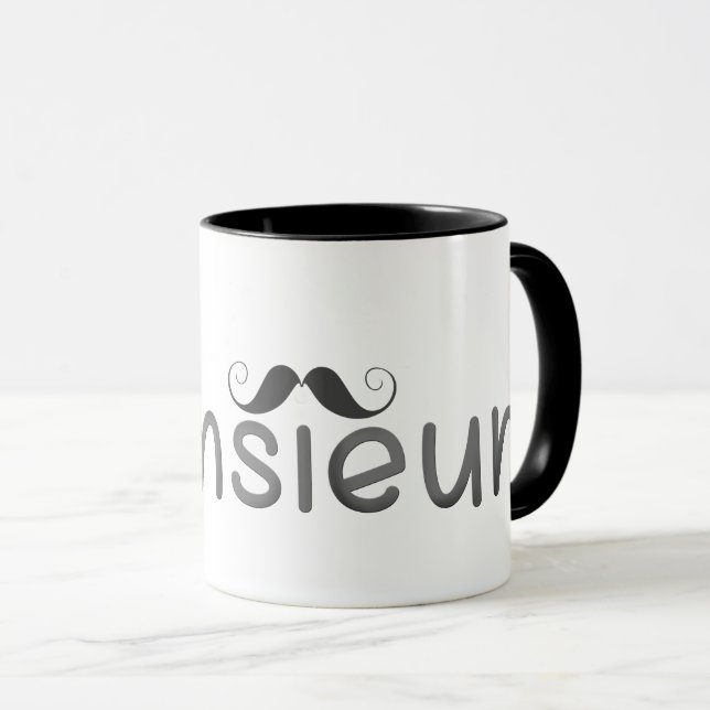 Tasse MONSIEUR Fun French Citation & Moustache (Devant droit)