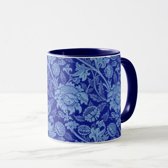 Tasse Morris - Motif Floral Indigo Bleu (Devant droit)