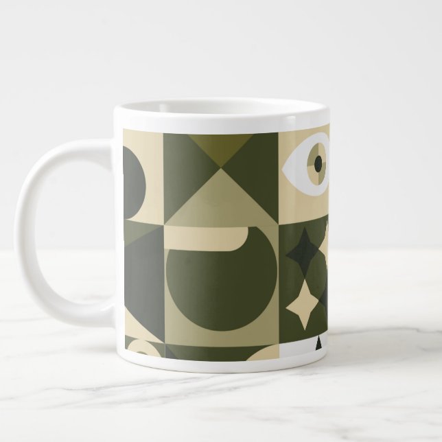 Tasse mosaïque abstraite géométrique Olive & Sauge (Gauche)