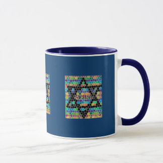 Tasse Mosaïque étoile de David-Shalom/Bleu marine