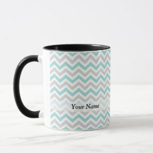 Tasse Motif Aqua et chevron gris