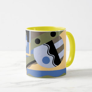 Tasse Motif Art Déco vintage Jazz Cubisme Pochoir