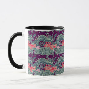 Tasse Motif avec les poissons et la vague pourpre
