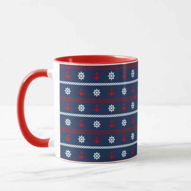 Tasse Motif blanc et bleu rouge d'océan (Gauche)