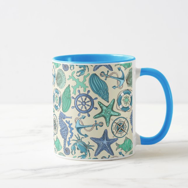 Tasse Motif d'animaux marins Turquoises (Droite)