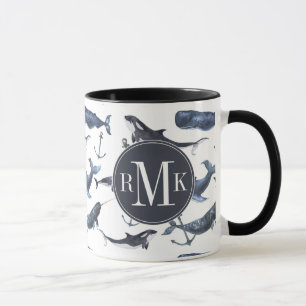 Tasse Motif de baleine et d'Ancre d'aquarelle