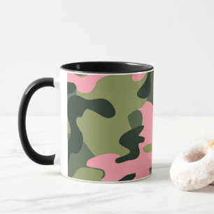 Tasse Motif de camouflage girly rose et vert