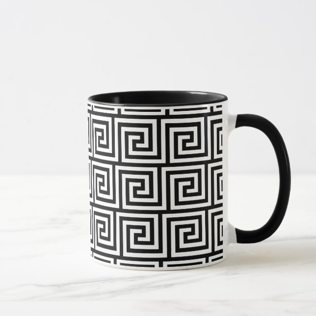 Tasse Motif de clé grecque en noir et blanc (Droite)