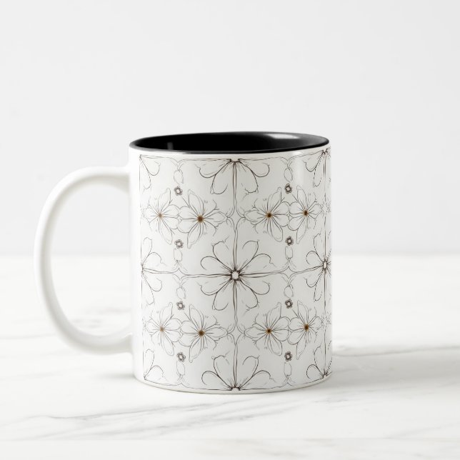 Tasse motif de fleur de dessin moderne (Gauche)