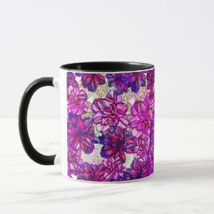 Tasse Motif De Fleurs Abstraites Roses Et Violettes