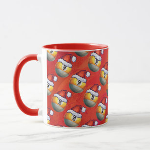 Tasse Motif de la boule Santa Hat Nine sur rouge