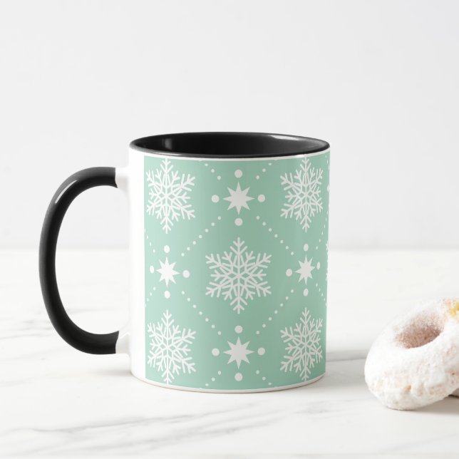 Tasse Motif de Noël Mint Green White (Avec donut)