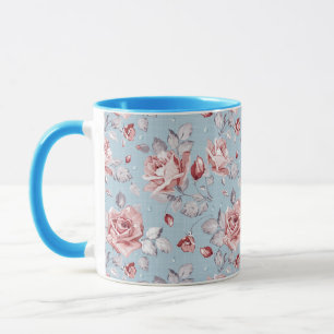 Tasse Motif de papier peint d'élégance des roses roses