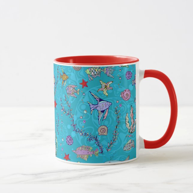 Tasse Motif de poisson turquoise (Droite)