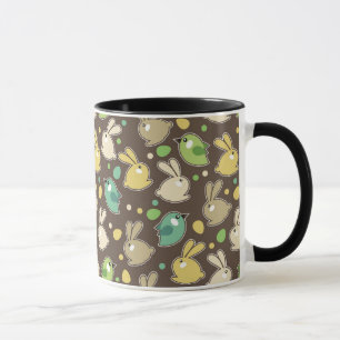 Tasse motif de ressort avec des oeufs de pâques, oiseau