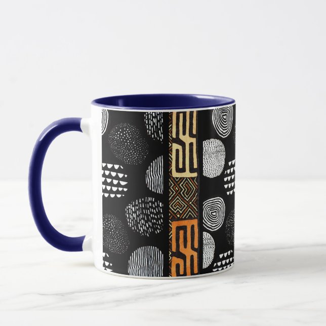 Tasse Motif de tissu de boue tribale africaine (Gauche)