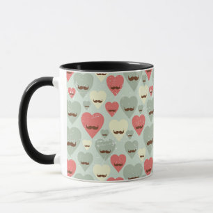 Tasse Motif de Valentine avec le coeur et la moustache