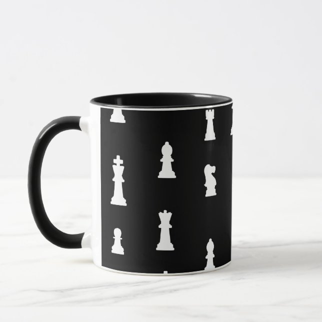 Tasse motif d'échecs - noir et blanc (Gauche)