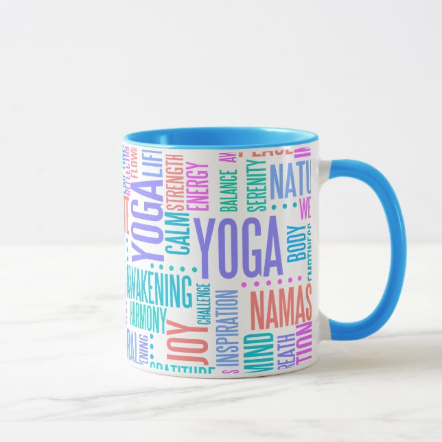 Tasse Motif élégant de yoga de nuage en pastel de mot (Droite)