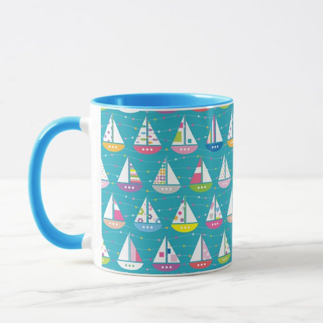 Tasse Motif en pastel de voilier (Gauche)