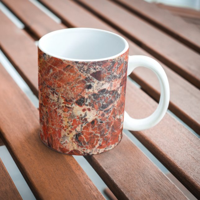 Tasse Motif en pierre de Jasper Breccié Orange (In Situ Bench)