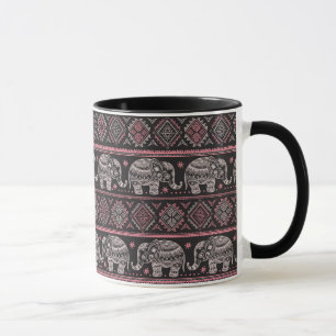 Tasse Motif ethnique noir d'éléphant