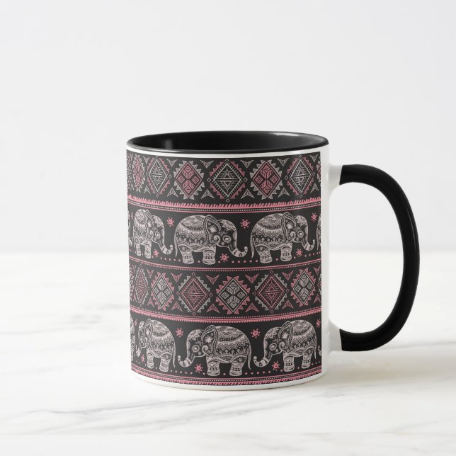 Tasse Motif ethnique noir d'éléphant (Droite)