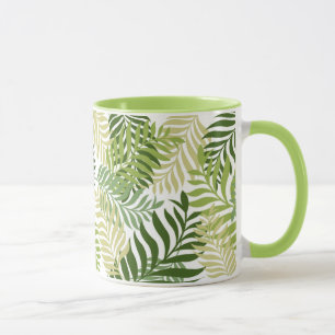 Tasse Motif Feuille de foune botanique sur blanc